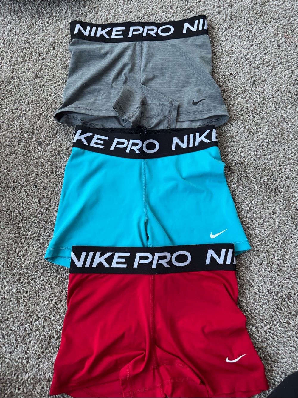 Nike Pro Compression Shorts - Gray, Blue,& Red
